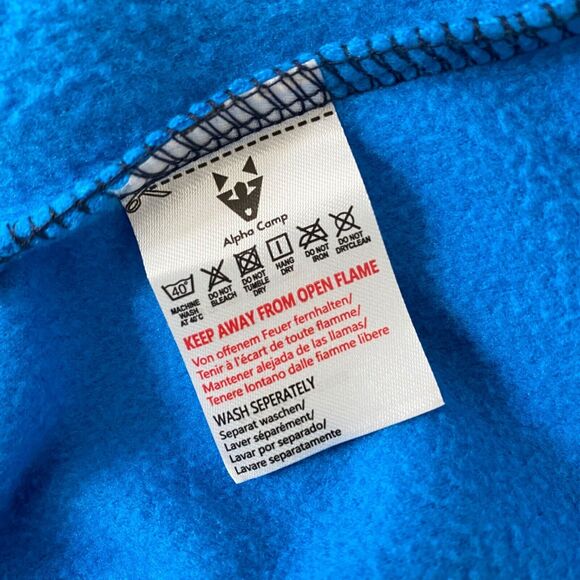 Men's Large Fleece Sweatshirt Alpha Camp Blue Long Sleeve Quarter Zip High Neck - Picture 8 of 9